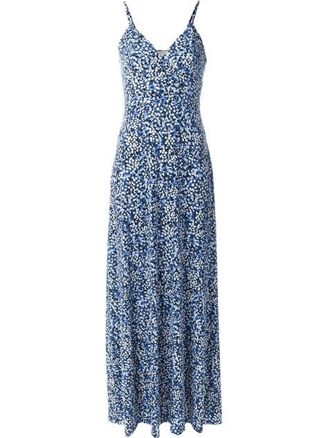 michael kors collectionfloral blue dress|michael kors collection dresses.